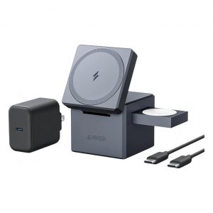 Anker 3-in-1 Cube with MagSafe schwarz | Kabelloses Ladeger?t | 15 W | Inklusive AC-Netzteil | MagSafe | ultra fast charging | dieTechnik.de