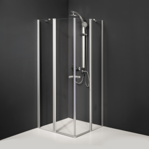 Duschkabine/ Duschabtrennung Dusbad Vital 5 Eckeinstieg Pendeltür an Festteil 4 teilig ESG 5mm Made in Germany | Dusbad