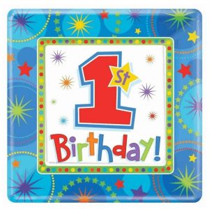 Blauer 1. Geburtstags Teller Partyzubehör | Karneval-Universe