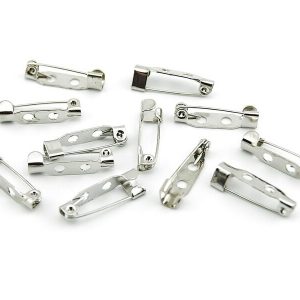 10 Broschennadeln silber platiniert 20 mm | vintageparts.eu