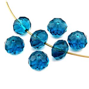 10 Glasschliffperlen in petrol, 12 mm | vintageparts.eu