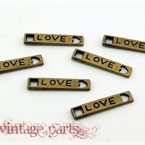 10 rechteckige Verbinder “Love” | vintageparts.eu