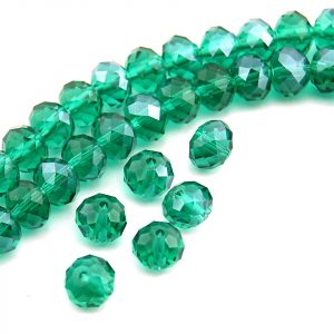 12 Glasschliffperlen in emerald, 8 mm | vintageparts.eu