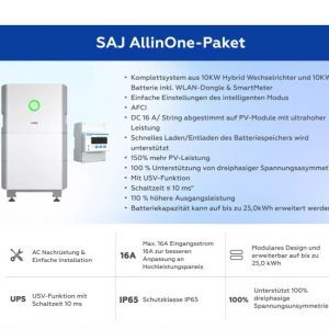 SAJ HS 2 – 10 kW PV Komplettanlage mit 10 kW Batteriespeicher | DealClub