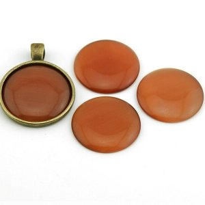 2 Cabochons 25 mm Cateye Glas beige | vintageparts.eu