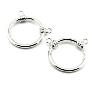 2 große Ringe als Verbinder in antik silberfarben | vintageparts.eu