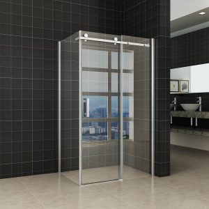 Saqu Roll Duschtür mit Seitenwand 120x80x200cm Nanoglas/Chrom | Saniweb