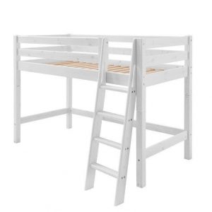 140 cm hohes Hochbett mit schräger Leiter | massive-naturmoebel