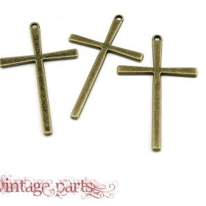 4 Anhänger Kreuz in vintage bronze charms | vintageparts.eu
