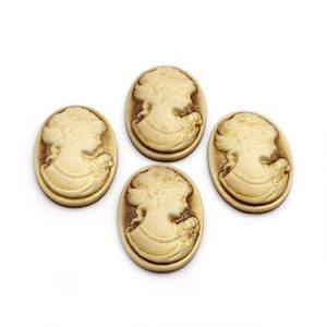 4 Cabochon Vintage beige Kamee 25 x 18 mm Gemme | vintageparts.eu