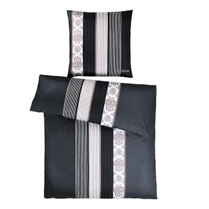 JOOP! Comfort Satin Bettwäsche Ornament Stripes 4022/9 schwarz 135×200 | Bettenhaus-Breuer
