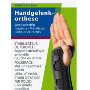 Actimove SPORTS EDITION Handgelenkorthese mit wechselseitig tragbarem Metallstab – zur Stabilisierung und Kompression beim Sport – Schwarz | DealClub