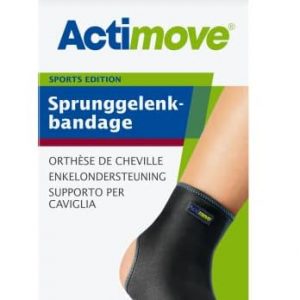 Actimove SPORTS EDITION Sprunggelenkbandage – Slim Fit – für den Sport – bei Verletzungen und leichten Verstauchungen des Sprunggelenks – Schwarz |