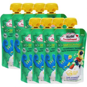 Fruchtbar BIO Quetsch-Pause Heidelbeere-Banane-Apfel-Mandeldrink, 8er Pack | Motatos DE