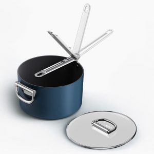 Joseph Joseph Space Klappbarer Griff Keramik Antihaft 23 cm Blau Kochtopf & Deckel, One size, Blau | Joseph Joseph