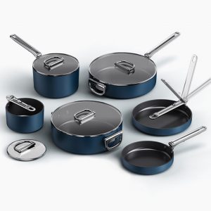 Joseph Joseph Space Klappgriff Keramik Antihaft 6-teiliges blaues Kochgeschirr-Set, One size, Blau | Joseph Joseph