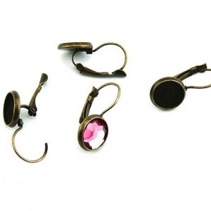 6 Brisuren in antik Bronze mit Fassung für 10 mm Cabochons | vintageparts.eu