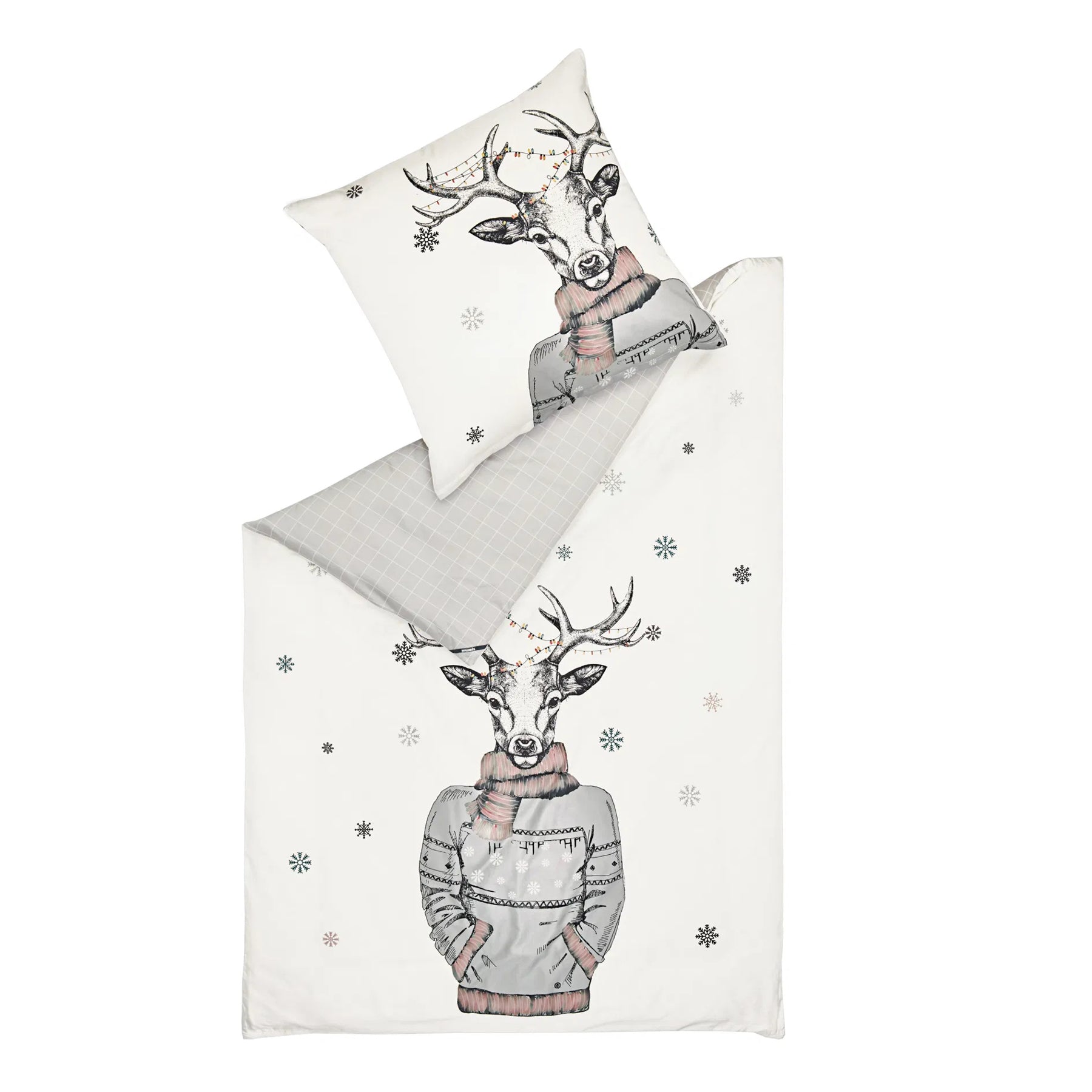 Bettwäsche Sportalm Deer Mako Satin 77232-10 grau Hirsch 135x200 | Bettenhaus-Breuer