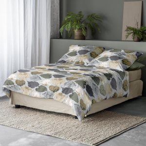 Irisette Biber Bettwäsche Koala 8533-90 Blätter Grau Natur 155×220 | Bettenhaus-Breuer