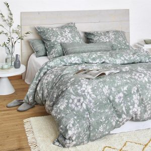Irisette Flausch Cotton Bettwäsche Zobel 8558-30 Blumen Grün 135×200 | Bettenhaus-Breuer