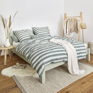 Irisette Mako Satin Bettwäsche Wave 8559-30 Grün Grau Streifen 135×200 | Bettenhaus-Breuer