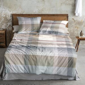 Irisette Mako Satin Bettwäsche Wave 8891-80 Natur Grau Blau 135×200 | Bettenhaus-Breuer