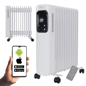 Ölradiator, Elektroheizung TT-OR 311 in weiß mit 11 Rippen und 2500 Watt, drei Heizstufen, mit WiFi | TroniTechnik