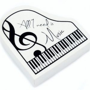 Radierer Klavierform ”All I need is Music” weiß ideal als Geschenk / gift | Markstein.de