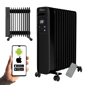 Ölradiator, Elektroheizung TT-OR 311 in schwarz mit 11 Rippen und 2500 Watt, drei Heizstufen, mit WiFi | TroniTechnik
