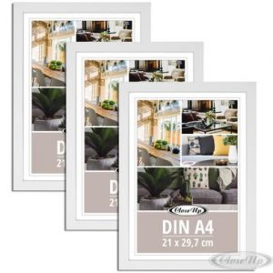 Posterrahmen, Bilderrrahmen 3-er Set DIN A4 weiß | Close Up