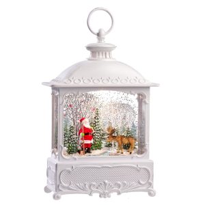 LED Schneelaterne “Weihnachtsmann mit Elch”, 30 cm | Käthe Wohlfahrt DE