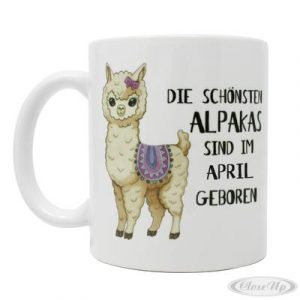 Alpaka Tasse April Die schönsten Alpakas sind … | Close Up