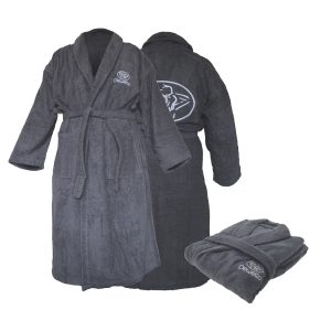 Dewello Bademantel ohne Kapuze Baumwolle, Frottee Grau, Unisex, verschiedene Größen | TroniTechnik