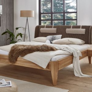 Easy Sleep Doppelbett KT13 aus massiver Wildeiche mit gebogenem Kopfteil | massive-naturmoebel