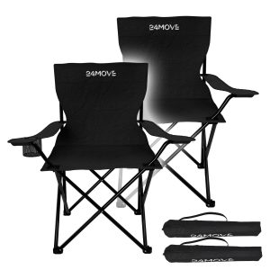 24MOVE Campingstuhl Klappstuhl schwarz 2er Set | TroniTechnik