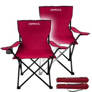 24MOVE Campingstuhl Klappstuhl rot 2er Set | TroniTechnik