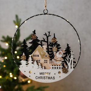 LED Fensterbild SANTA – Dekohänger – 10 warmweiße LED – D: 25cm – B… | Home-and-Living