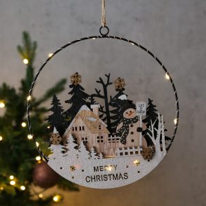 LED Fensterbild SCHNEEMANN – Dekohänger – 10 warmweiße LED – D: 25c… | Home-and-Living