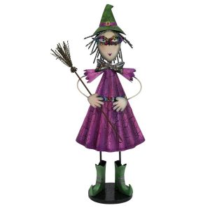Kleine Hexe, Metall, 102cm, lila – Halloween Dekofigur – Handarbeit | Home-and-Living