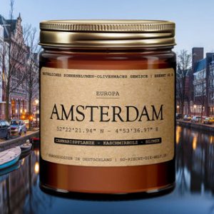 Amsterdam Duftkerze – Cannabispflanze | Kaschmirholz | Blumen – 2er Pack ( 5 Euro sparen ) | So riecht die Welt