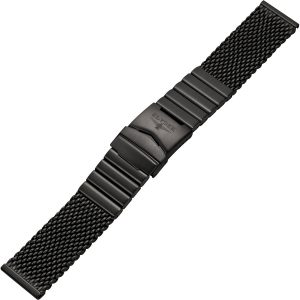 Watch strap – Coarse mesh Milanese strap made of matt stainless steel with safety folding clasp – 24 mm