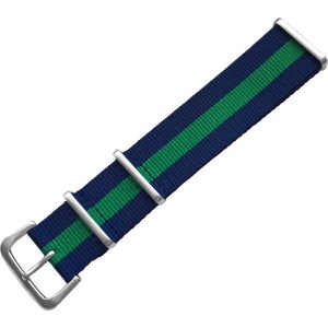 Watch strap – Multicolor Nylon Nato Strap with Pin Buckle, Blue/Green – 22mm