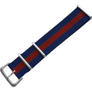 Watch strap – Multicolor Nylon Nato Strap with Pin Buckle, Blue/Red – 22mm