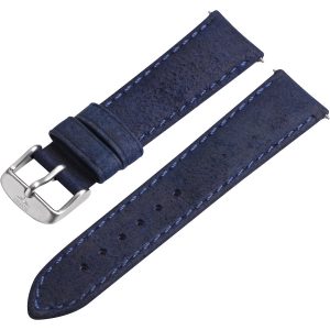 Watch band – High quality suede strap with pin buckle, Blue – 20 mm