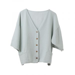 Baumwoll-Cardigan Alina Helles Graugrün, L/XL | Barefoot Living