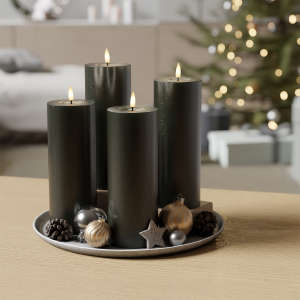 LED Blockkerzen Paket – Dark Green – 4 Stück 7,5 x 20 cm | Deluxe Home Art Shop DE