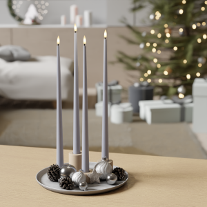 LED Stabkerzen Paket – Dust Blue – 4 Stück 38 cm | Deluxe Home Art Shop DE