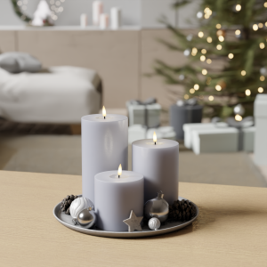 LED Blockkerzen Paket – Dust Blue – 10 x 10, 15 & 20 cm | Deluxe Home Art Shop DE