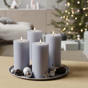 LED Blockkerzen Paket – Dust Blue – 4 Stück 10 x 20 cm | Deluxe Home Art Shop DE