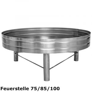 Edelstahl Feuerschale Ø 100 cm mit Wasserablauf aus rostfreiem, hitzebeständigem Edelstahl, Feuerstelle – Durchmesser 100cm | Schwenkgrill Shop